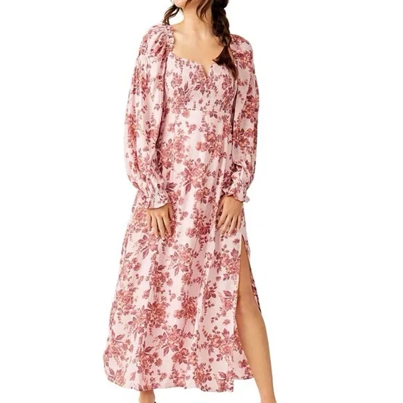 Free People Jaymes Floral Print Long Sleeve Dress Pink Size Small - Picture 15 of 15